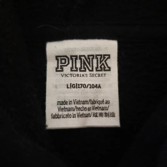 PINK Victoria's Secret Black Hoodie Large - Picture 2 of 3